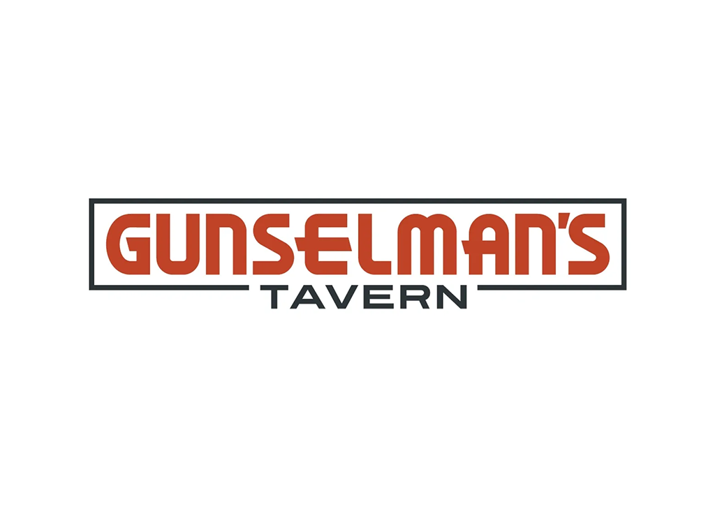 Logo of Gunselman's Tavern with red and black text on a white background